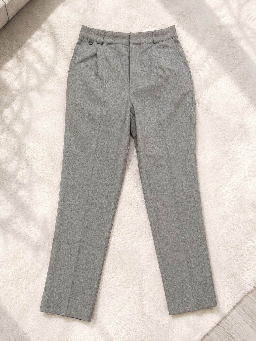 Massimo Dutti Grey Wool-Blend Tailored Trousers